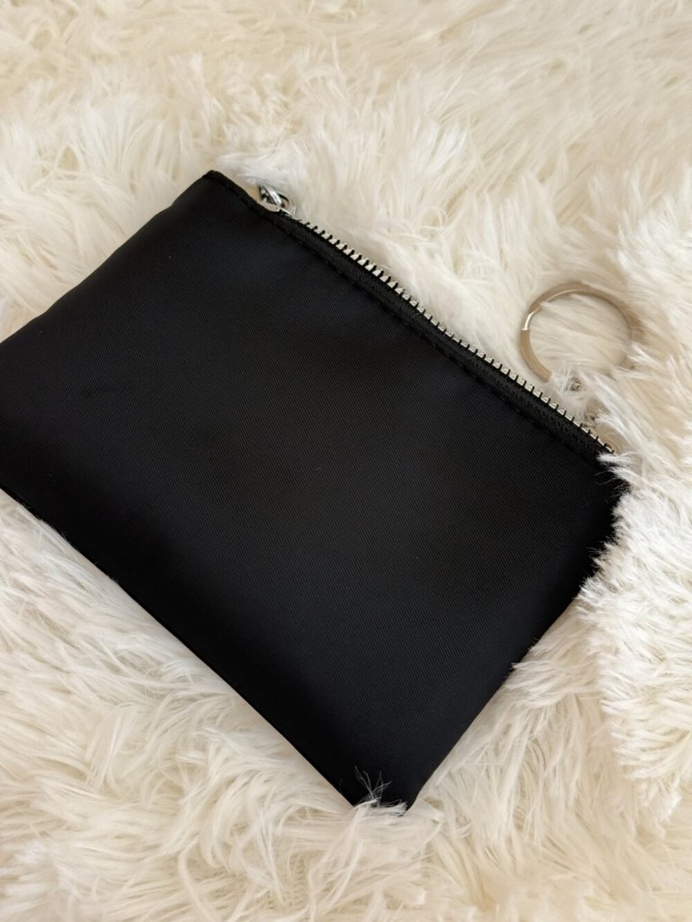 Prada Re-Nylon Zip Card Holder Key Pouch Black Silver Hardware - Picture 6 of 10
